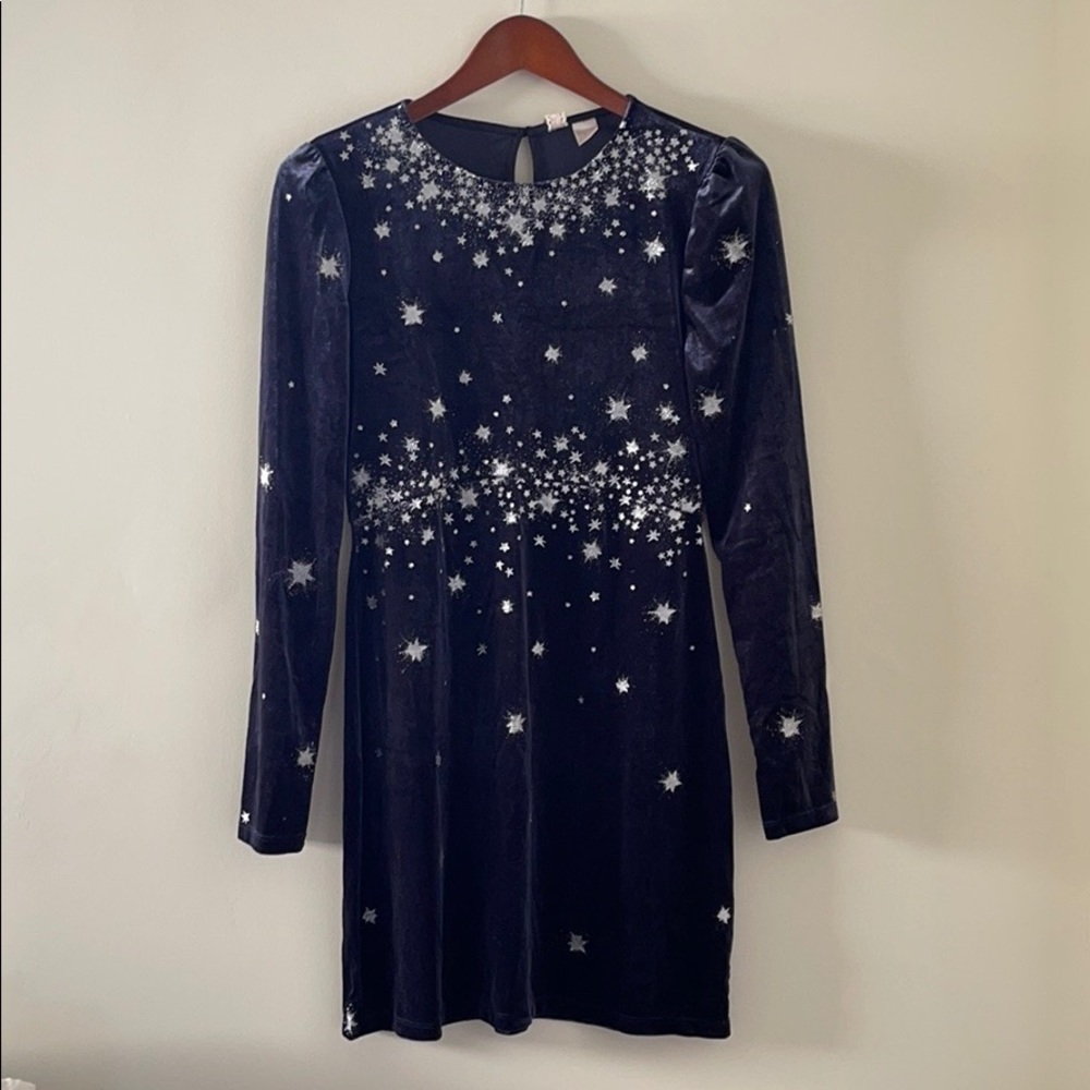 H&M Long Sleeve Navy Velour Dress with Sparkle ✨ 8